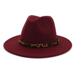 Wine Felt Fedora with Leopard Belt